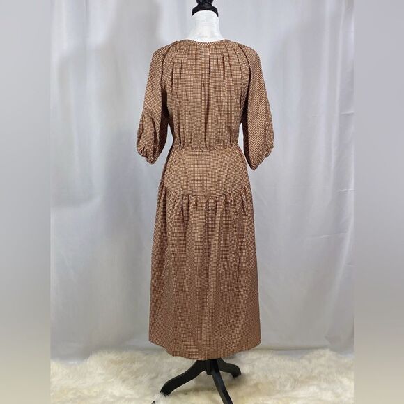 WEEKEND MAX MARA Lola Plaid Peasant Dress size 10 - Picture 9 of 12